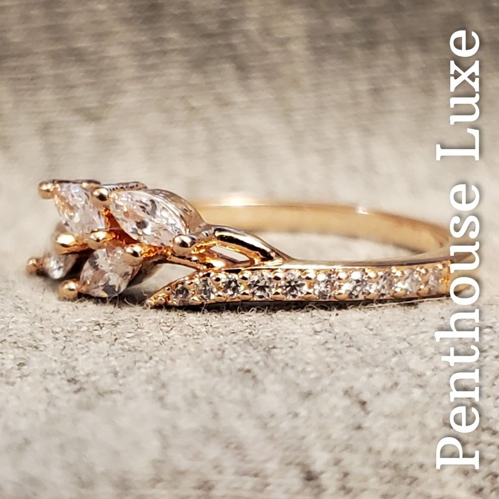 FINAL RESTOCK!! Rose Gold Dainty Marquise Leaf & Branch Ring - Picture 5 of 7